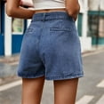 thumbnail image 5 of Xixinqiwan No Boundaries Women's Casual High Waisted Denim Shorts Bowknot Elastic Waist Staight Leg Jean Shorts, 5 of 8
