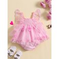 thumbnail image 3 of Elippeo Baby Girls Romper Dress 3M 6M 12M 18M  Sleeveless Pleated Flower Butterfly Tulle Patchwork Bodysuit Summer Clothes, 3 of 10