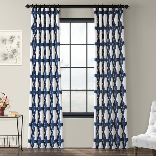 Half Price Drapes Sorong Printed Cotton Tab Top Single Curtain