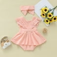thumbnail image 5 of TAIAOJING Baby Romper Girls Ribbed Lace Backless Bodysuit Little Girls Dress Headband Clothes Outfits Set One Piece Outfits 6-12 Months, 5 of 5