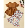 thumbnail image 3 of Bagilaanoe 2pcs Toddler Baby Girl Long Pants Set Short Sleeve A-Line Dress Tops + Flare Trousers 6M 12M 18M 24M 3T 4T Kids Casual Outfits, 3 of 9