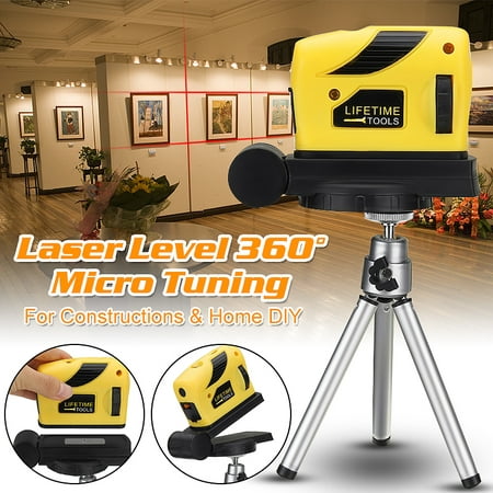 4 In 1 360° Rotary Laser Level Multifunction Self-Levelling 2 Cross Line Infrared Vertical Horizontal Measure Tool Micro Tuning Professional Automatic for Home Improvement