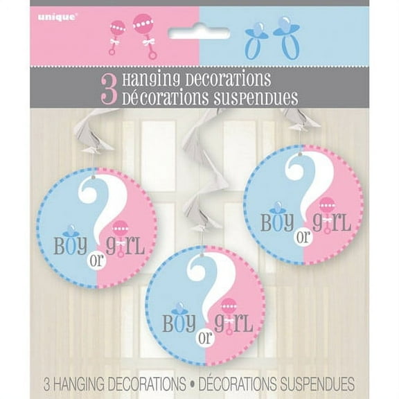Hanging Gender Reveal Decorations, 3pk