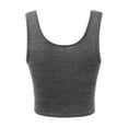 thumbnail image 3 of A2Y Women's Fitted Rayon Scoop Neck Sleeveless Crop Tank Top Charcoal M, 3 of 3