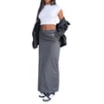 thumbnail image 2 of Coduop Women's Summer Long Cargo Skirt High Waist Bandage Casual Jean Skirt with Pockets, 2 of 7