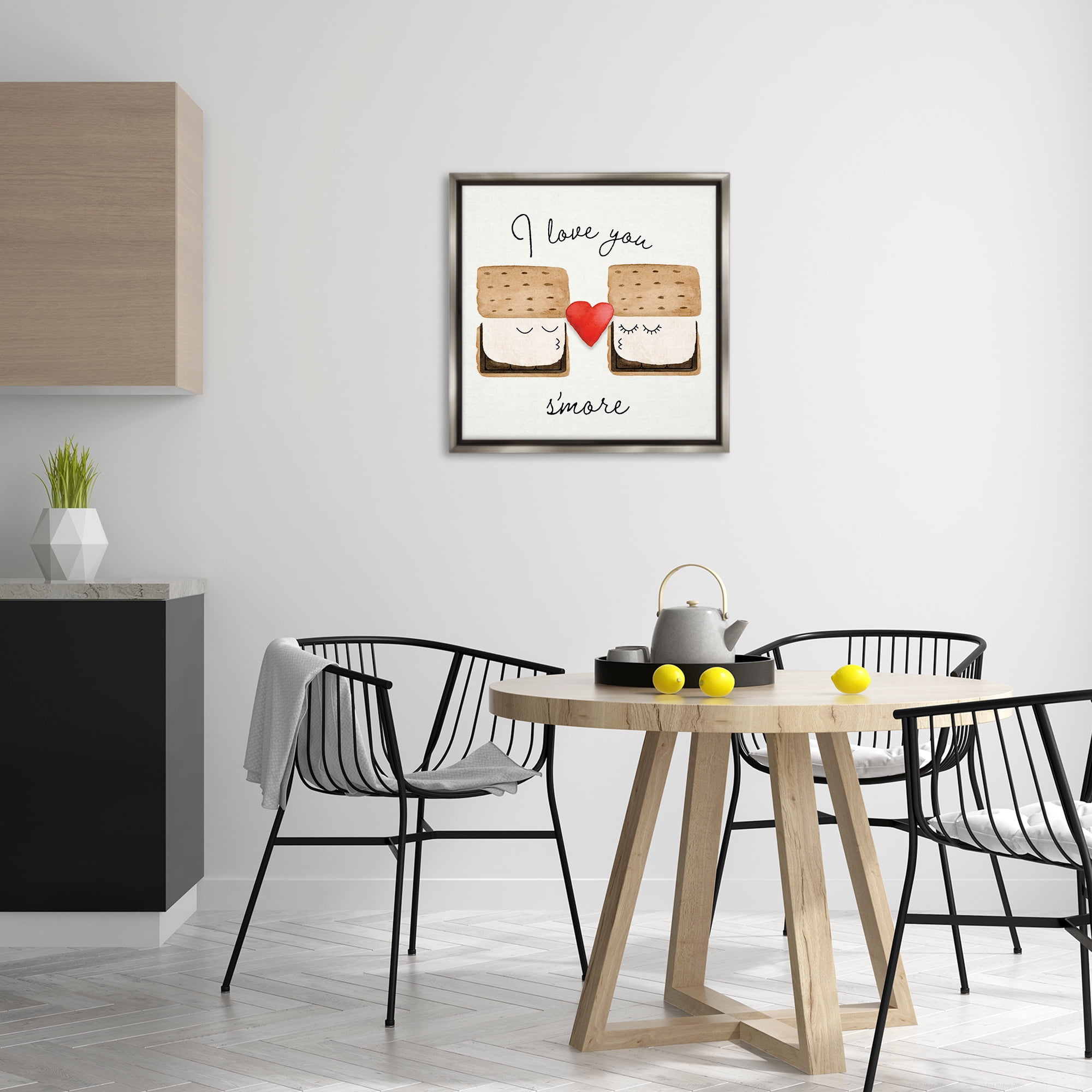 Stupell Industries Love You S'more Food & Beverage Painting Gray Floater Framed Canvas Art Print Wall Art, 25 x 25
