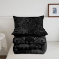 thumbnail image 5 of meiyoeat Vintage Damask Floral King Size Comforter Sets,Gothic Skull Pattern Comforters King Size For Adults,Grey Black,Black Reversible,3pcs,1 Comforter and 2 Pillowcases, 5 of 7