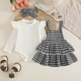 thumbnail image 2 of Duqingm Baby Girl Winter Clothes Toddler Girl Spring Fall Outfit Long Sleeve Ruffle Romper Floral Suspender Skirt Headband Set,3-6 Months, 2 of 7