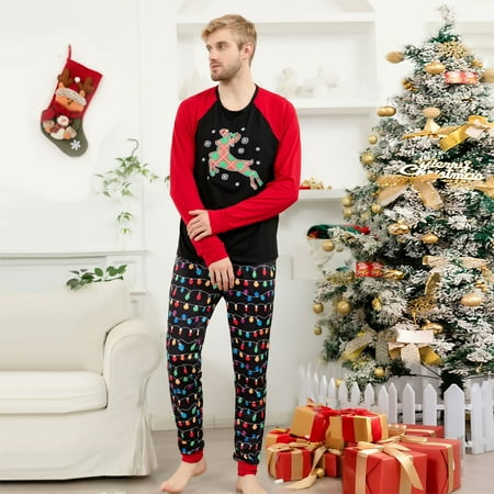 

Parent-child Family Set Home Printed PAJAMAS Two-piece Set