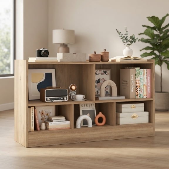 Spaco Kids 2-Shelf Bookcase 5-Cube Wood Toy Storage Cabinet Organizer-Natural, Toy Organizer for Kids, Boys, Girls, Nursery