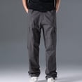 thumbnail image 3 of Fmbrln Mens Plus Size Cargo Pants Casual Elastic Waist Multi Pockets Work Pants Straight Leg Pants Lounge Outdoor Hiking Trousers Gray 5XL, 3 of 5