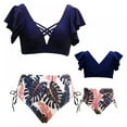 thumbnail image 6 of Two Piece Bikini Mommy and Me Matching Leaf Printed Swimwear V-Neck Bathing Suits, 6 of 9
