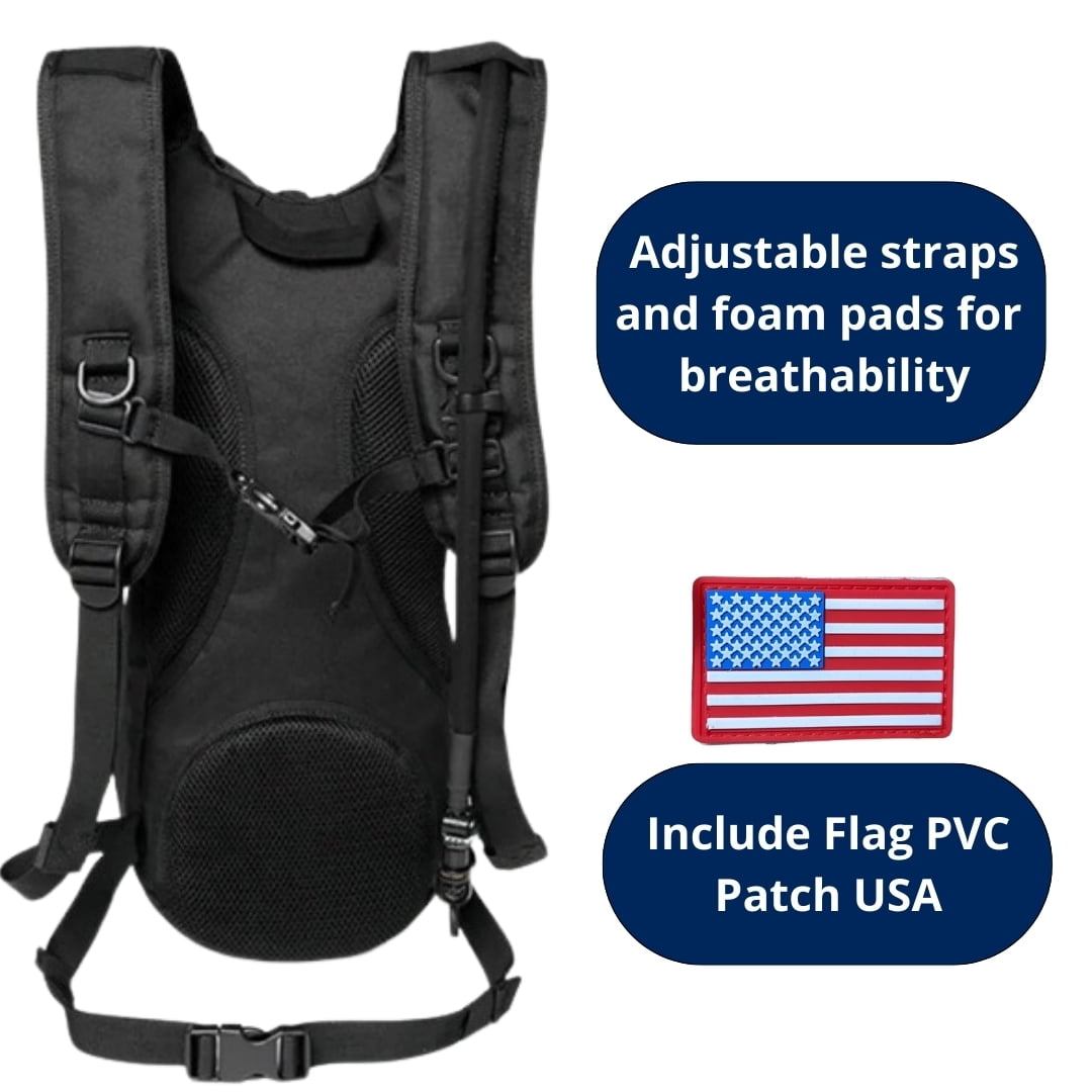GETORIUM Tactical Hydration Backpack with 3L Water Bladder, MOLLE System - Khaki