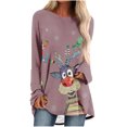 thumbnail image 2 of Hauts d'Été Mignons pour Femmes, Imprimé Décontracté de Noël, Manches Longues, Col Rond, Blouse en Solde, 2 of 5