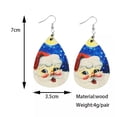 thumbnail image 4 of Wood Print Merry Christmas Trees Leopard Snowman Santa Claus Teardrop Earrings, 4 of 9