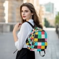 thumbnail image 6 of FORMRS Mini Backpack Purse for Women Travel Daypack Casual Shoulder Bag, Blue Checkered Pattern, 6 of 7