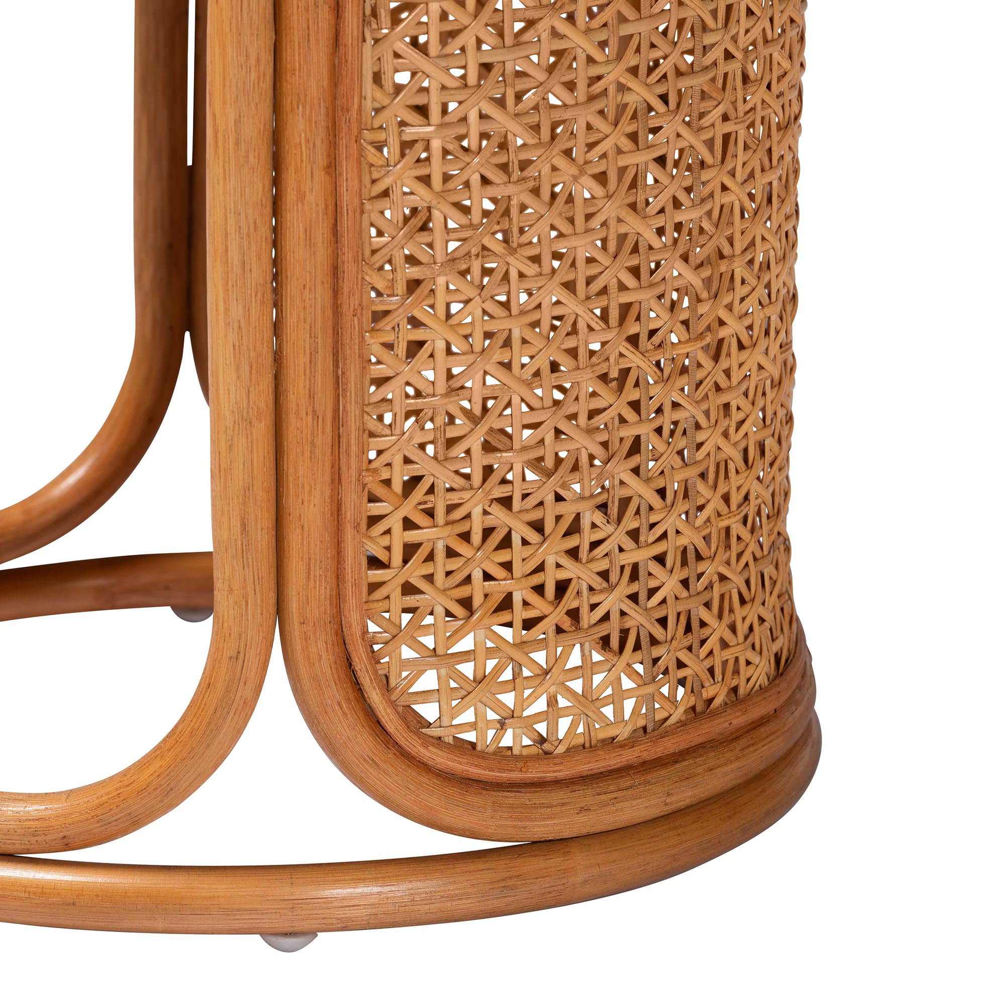 bali & pari Eldon Indoor Bohemian Natural Rattan Circle End Table, Light Honey