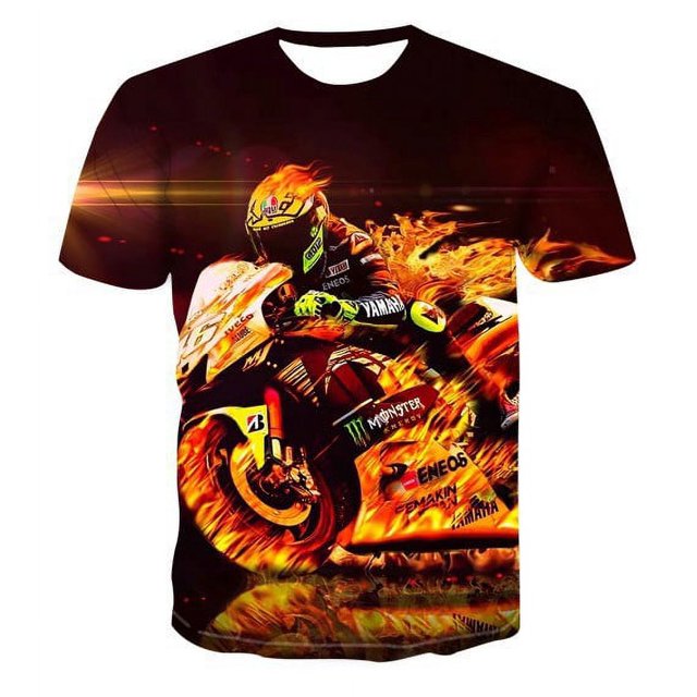 3D Motorcycle Racing Men And Women Trendy Fashion Short Sleeve T-Shirt--QIUPING