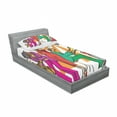 thumbnail image 3 of Music Bedding Set with Sheet & Covers, Jazz Band Playing on the Stage with Singer and Illustration of Neon Artwork Print, Printed Bedroom Decor 2 Shams, 4 Sizes, Multicolor, by Ambesonne, 3 of 3