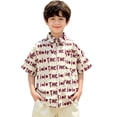 thumbnail image 4 of BRGZLK Boys Hawaiian Shirts Trendy Tropical Relaxed Fit Short Sleeve Button Down Tops Casual Floral Beach Shirt for Kids Summer Vacation Red 6-7Y, 4 of 6