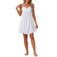 thumbnail image 2 of INSPIRE CHIC Women's Lingerie Ruffle Sleeveless Soft Nightgown V Neck Chemise Loungewear XS White, 2 of 6