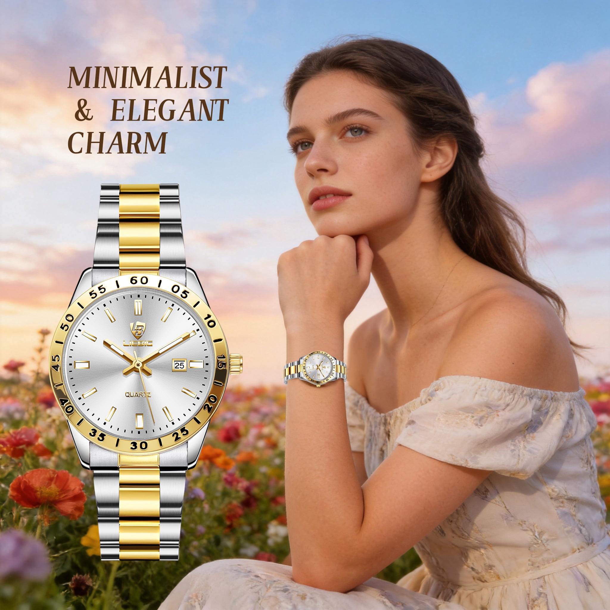 SKMEI Watches for Women Luxury Dress Analog Quartz Women Wristwatch Waterproof Luminous Date Stainless Steel Ladies Watch