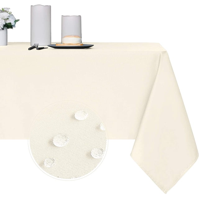 LAICAIW 210GSM Rectangle Table Cloth-Heavy Duty Water Proof Microfiber Tablecloth, Decorative Fabric Table Cover for Outdoor and Indoor Use (Ivory, 70 x 70 Inch)
