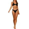 thumbnail image 1 of Conjuntos de bikini de 2 piezas para mujer, con nudo cruzado y tirantes ajustables, traje de baño negro grande, 1 of 5