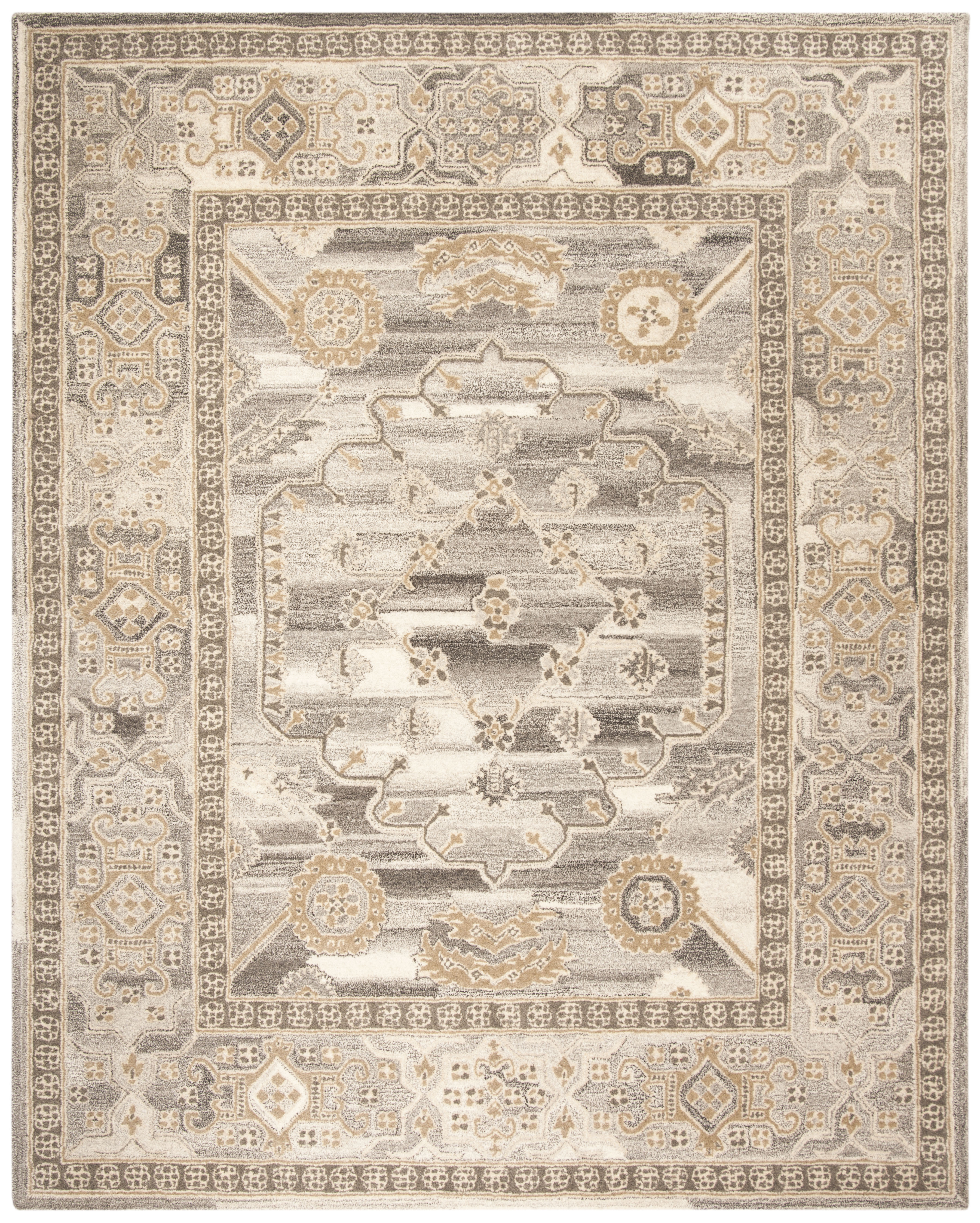 SAFAVIEH Wyndham Keighley Geometric Wool Area Rug, Light Grey, 8' x 10'