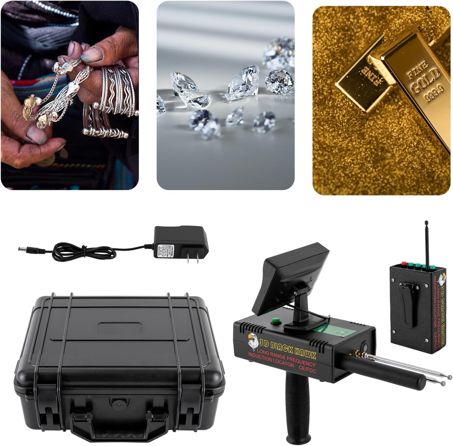 Professional Metal Detector for Adults, Metal Scanner w/3D LED High Definition Screen, 3937ft Range ＆ 98.4 ft Depth Metal Finder for Gold Silver Diamond Copper Mineral Prospecting (2000mAh)