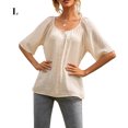 thumbnail image 1 of Camiseta Mujer Manga Corta Botón Camiseta Mujer Verano Top Blusa, L, Albaricoque Eigraketly AP001222-15, 1 of 7