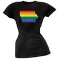 thumbnail image 1 of Iowa LGBT Lesbian Pride Rainbow Black Juniors Soft T-Shirt, 1 of 1
