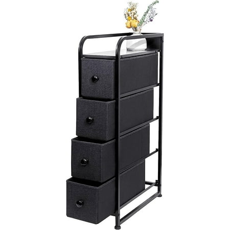 

TYAPCS 4 Drawer Narrow Dresser Storage 4 Tier Organizer Tower Unit Vertical Sturdy Steel Frame Removable Wooden Top for Bedroom Closets Hallway Entryway Laundry Room YLZ4B3…