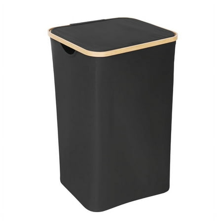 Laundry Basket with Lid, Black Removable Bag - Sorter for Bathroom & Bedroom