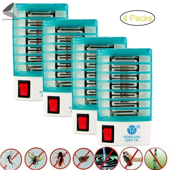 PULLIMORE 4Packs Electric Bug Zapper, Plug-in Mosquito Killer, Fly Insect Killer Catcher Trap Lamp UV led Light Sensor, for Indoor Pest Control
