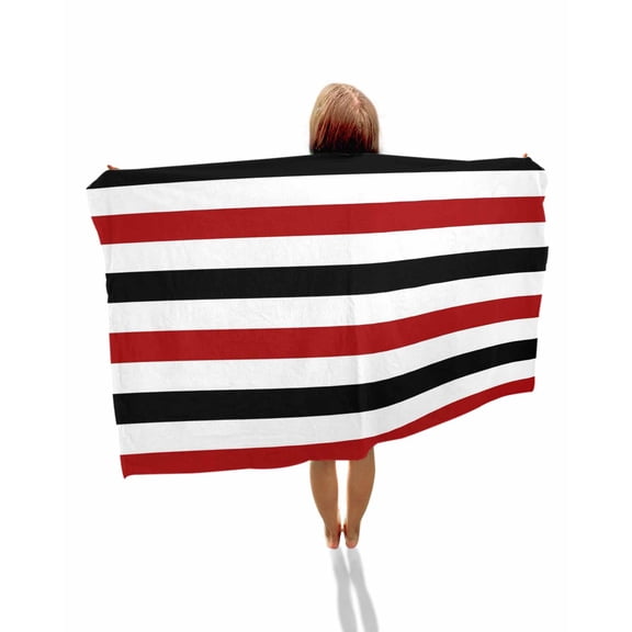 Red Black Stripe Beach Towels Oversized Super Absorbent, Farmhouse Watercolor Modern Geometric Lightweight Bath Towel Quick Dry Sets For Bathroom/Pool/Rv Camping/Beach Play/Gym Room/Picnic 23"x47"
