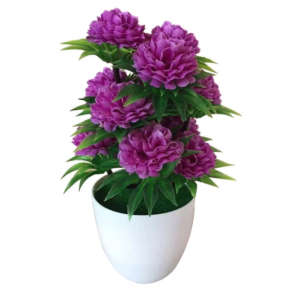 Artificial Chrysanthemum Flowers, Artificial Plants Artificial Flowers Bonsai,Artificial Hydrangea Flowers in Ceramic Vase Mini Potted Plant for Wedding Home Party Office Table Decor