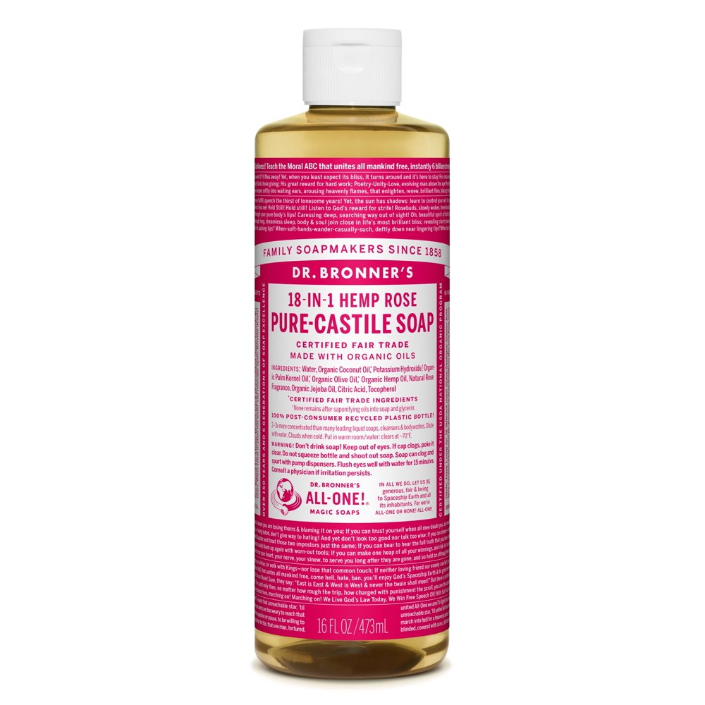 Dr. Bronner's Rose PureCastile Liquid Soap 16 oz