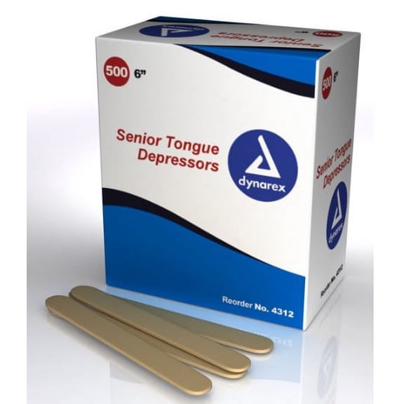 Tongue Depressors Wood, Non-sterile Senior 6" - Qty: 1 Box of 500