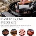 thumbnail image 5 of Burger Press 7.08" Round & 8.3”X4.3”Rectangle Heavy-Duty Cast Iron Smash Meat Steak With Wood Handle for Blackstone Camp chef Pitboss Weber Treager Griddle Grills (Round & Rectangle), 5 of 7