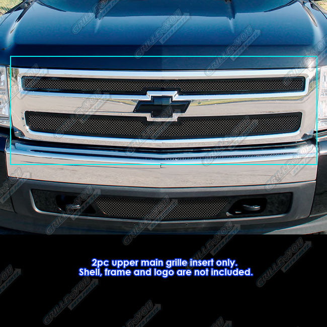 APS Compatible with 2007-2013 Chevy Silverado 1500 Stainless T304 Black Billet Grille Grill N19-J66756C 