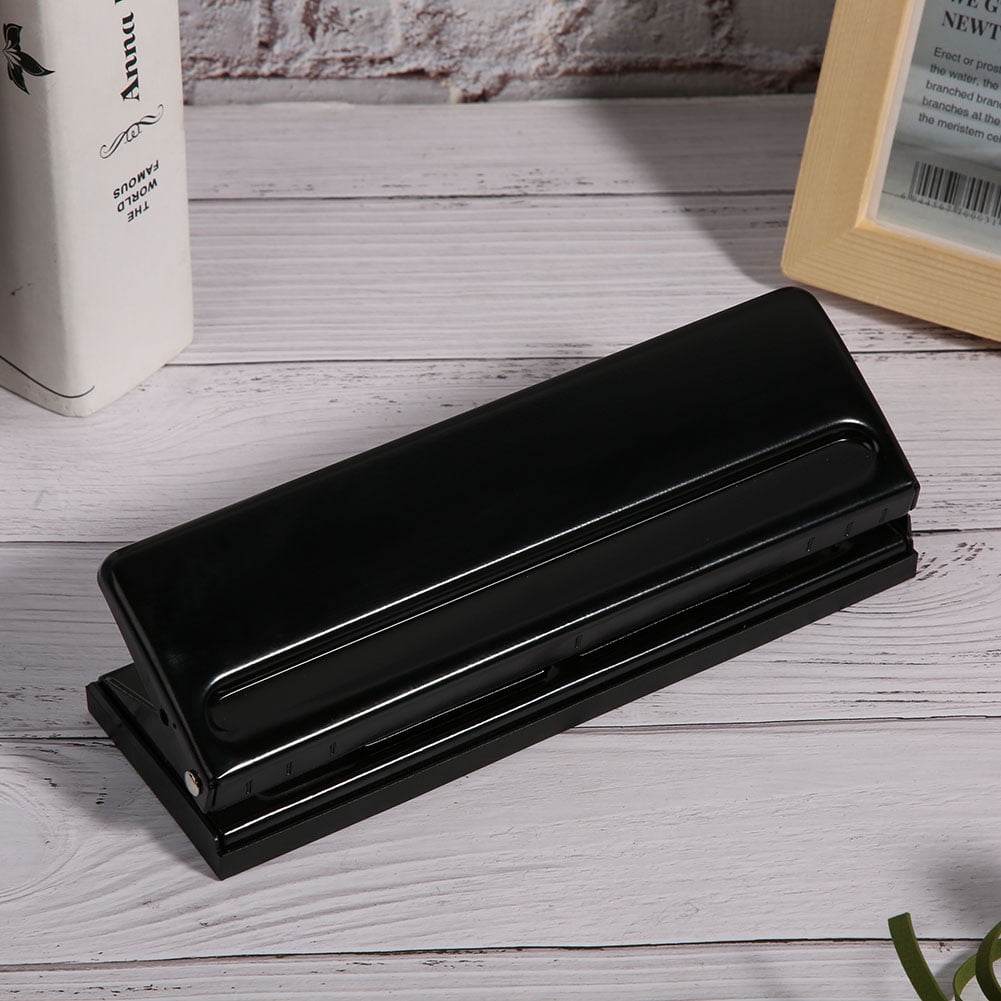 Yajisi Six Hole Adjustable Punching Machine Paper Puncher Office Supplies Black with Non-Slip Pad for Planner Insert Pages Binders and Organizers 7.87 inches / 20 cm Hole Puncher Tool