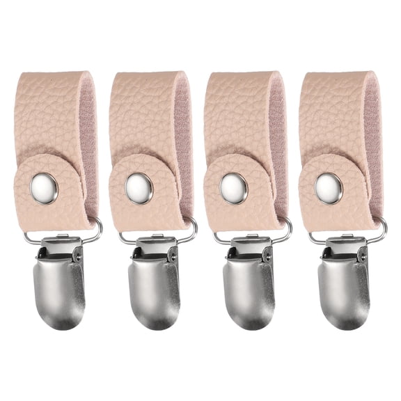 4 Pcs Towel Ring Holder with Clip, Kitchen Bathroom Dish Towels Holder Leather Wall Hook Oven Door Hanger for Home, Pink