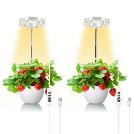 

Full Spectrum LED Plant Lights for Indoor Plants Height Adjustable Plant Halo Grow Lamps Auto On/Off Timer 3 Lighting Modes and 10 Dimmable Brightness for Small Plants 2PACK