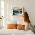 thumbnail image 2 of The Green Golden Mountains - Illustration Abstract Landscape Mountain Modern Art Nature Geometric Sunset Oak Framed Wall Art Print 12 x 18 inches, 2 of 6