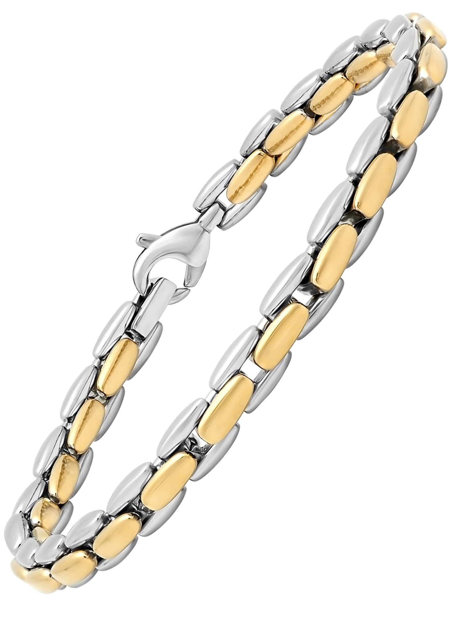 Two Tone Black Yellow 34 inch Wide Double Link Design Unisex Stainless Steel Motorcycle Chain Bracelet