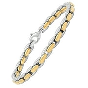 Angle View: Mens Two-Tone Stainless Steel H-Link Bracelet