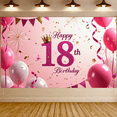 thumbnail image 7 of LUUFILx 18th Birthday Banner Celebration Party Supplies Backdrop Decoration Pink Balloons Happy Birthday Photo Props with Festive Backdrop Fun Decor, 7 of 7