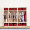 thumbnail image 4 of ECR4Kids 5-Section Coat Locker and Scoop Front Storage Bins, Natural, Red, 1, 4 of 9