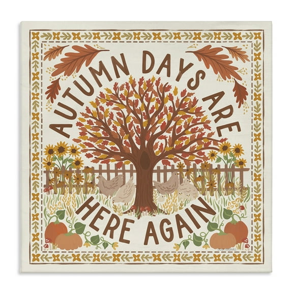 Stupell Industries Autumn Days Here Again Landscape Painting Gallery Wrapped Canvas Art Print Wall Art, 17 x 17
